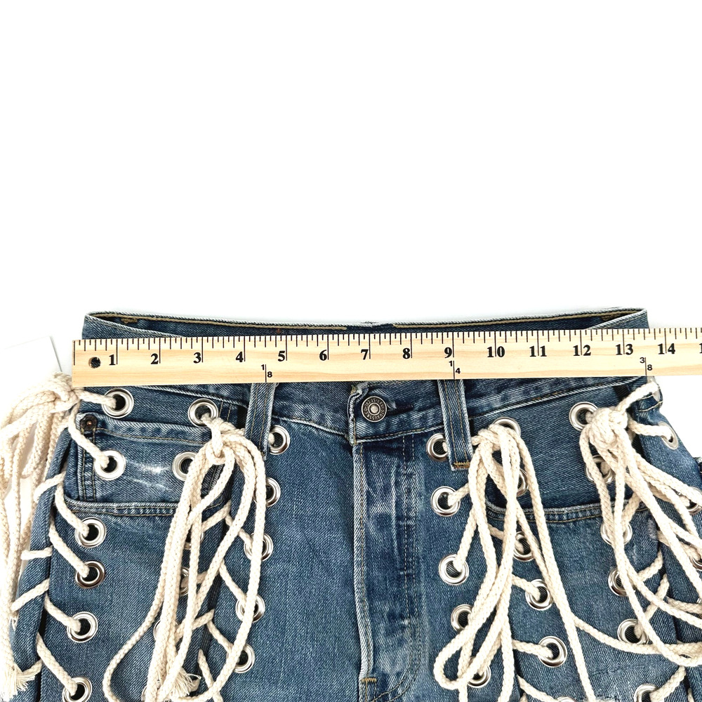 Samaria Leah X Vintage Levi's Reworked Jeans Denim Shorts 26X4 Upcycled Grunge - Picture 5 of 9
